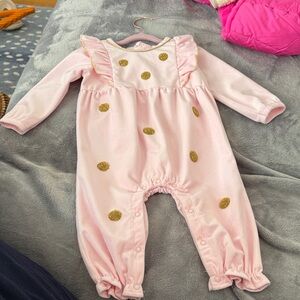 Mudpie pink and cold romper size 6-9 months